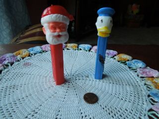 2 - Pez No Feet Rare Vintage Santa & Donald Duck
