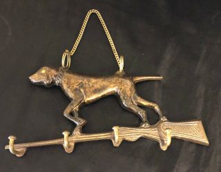 Vintage Cast Iron Copper Color Setter Pointer Hunting Dog Coat Four Hook 7x3 "