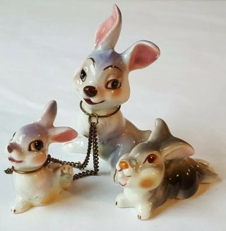 Vintage Bunny Rabbit Figurines Set Of 3 Mama Baby Thumper