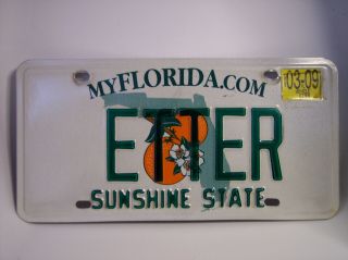 Florida License Plate Personalize (etter) Expired 03 - 09 Sunshine State