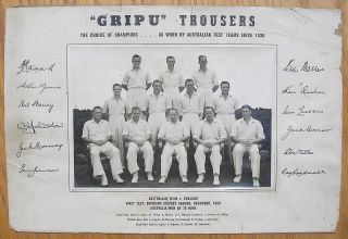 Rare Vintage 1951 Australian Cricket Team Photo,  Ad,  Sign,  England Ashes Test