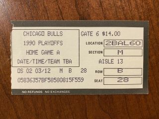 1990 Chicago Bulls Vs Milwaukee Bucks Nba Playoff Ticket Game 1 Michael Jordan