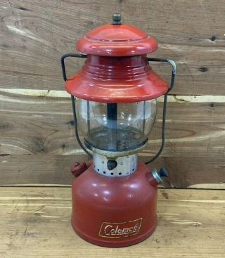 1956 Coleman Lantern 200a 2/ 1956 Red Pyrex Globe Vintage