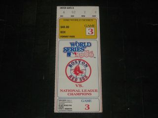 1986 World Series Ticket Stub Game 3 Boston Redsox Vs York Mets Very Rare