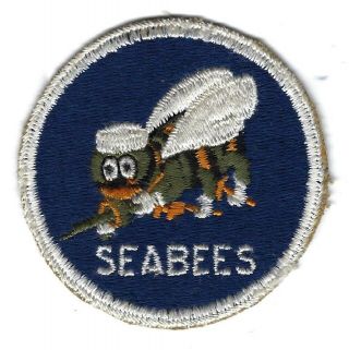 Vintage Us Navy Seabees Uniform Patch 2.  75 " Ww2 Military Militaria Wwii Naval
