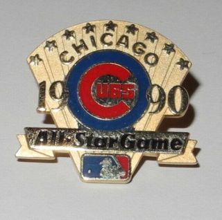 1990 Baseball All Star Game Press Pin Chicago Cubs Wrigley Field Button Pinback