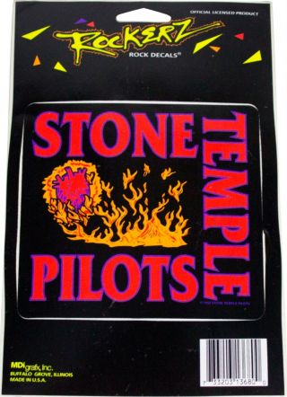 Vtg 90s Stone Temple Pilots Decal Sticker Burning Heart Stp Rockerz 1992 Nos