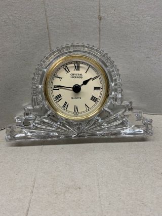 Crystal Legends Mantle Clock By Godinger Hand Crafted 24 Lead Crystal Vintage
