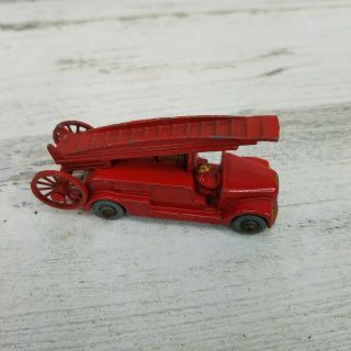 Vintage 1950s Lesney Dennis Fire Engine Ladder Truck England Red 2.  25 Inches