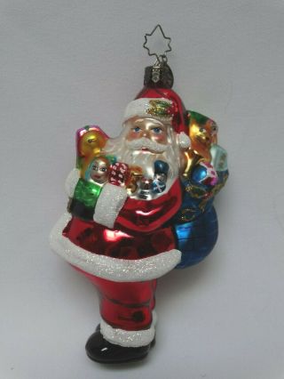 Vintage Christopher Radko Santa Claus With Toys Christmas Ornament 6 " H