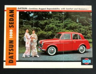 Vintage 1959 1960 Datsun 1000 Sedan Sales Brochure Red Car Women In Kimonos