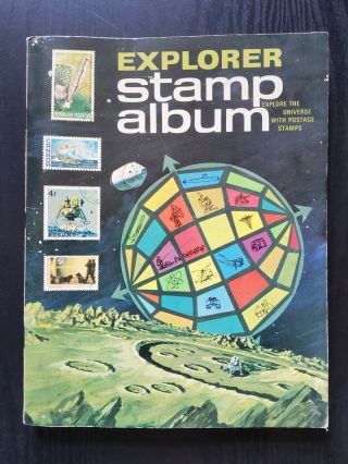 Vintage 1971 The Explorer Stamp Album - Partially Filled - H.  E.  Harris & Co.