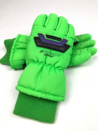 Vintage Gordini Neon Green Winter Snow Gloves Goretex Nylon Ski Size Small