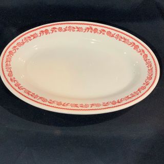 Vintage Red & White Floral 12 1/2” Buffalo China Restaurant Platter