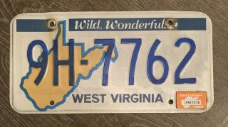 1985 West Virginia Wild Wonderful With Map License Plate 9h - 7762