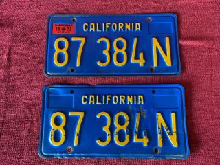 Vintage 1970’s California License Plates Set 87384n