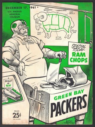 1961 Nfl Green Bay Packers Vs.  Los Angeles Rams Football Program Great Cover