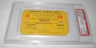 1964 Baseball Los Angeles Dodgers Veteran Pass Ticket Stub Psa Koufax Drysdale