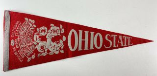 Vintage 1955 Ohio State Buckeyes University Football Rose Bowl Pennant Red White