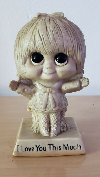 Vintage Russ Berrie I Love You This Much Figurine Girl Statue 1970 