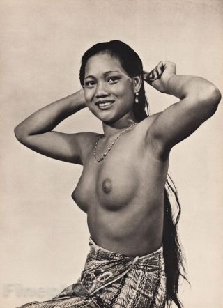 1940s Borneo Female Nude Breasts Hair Sarawak Photo Gravure,  K.  F.  Wong