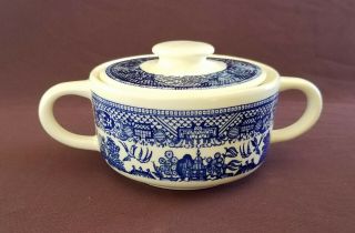 Royal China Vintage Sugar Bowl With Lid Willow Blue On White
