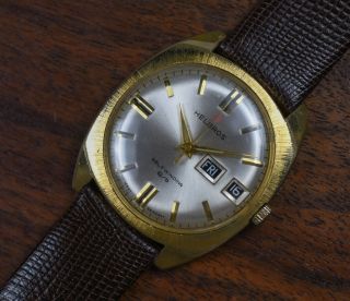 Vintage Helbros Automatic Day Date Gold Plated Men 