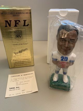 Barry Sanders Detroit Lions Sam’s 1996 Bobblehead With White Jersey.  Rare