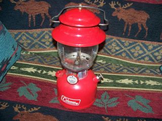 Vintage Coleman 200a Red Single Mantel Lantern 12 - 69 & Cleaned