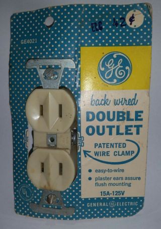 Nos Ge4021 General Electric Vintage Double Electrical Wall Outlet White 15a 125v