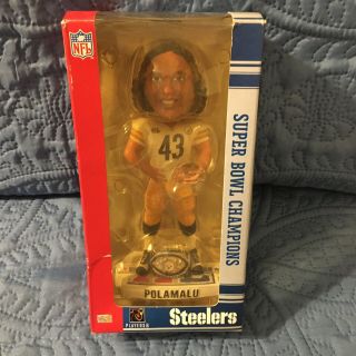 Troy Polamalu Pittsburgh Steelers Bowl Xl Bobble Head With Ring