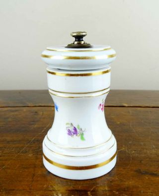 Antique 19th Century Meissen Porcelain Pepper Mill Grinder Shaker Hand Painted