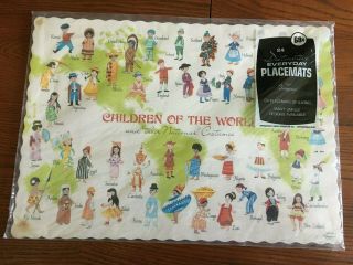 Vintage 24 Paper Placemats Featuring Children Of The World - Nip By Springprint