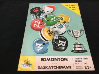 1967 Official Cfl Program Edmonton Vs Saskatchewan