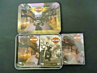Harley Davidson Playing Cards - 3 Decks And Collector 