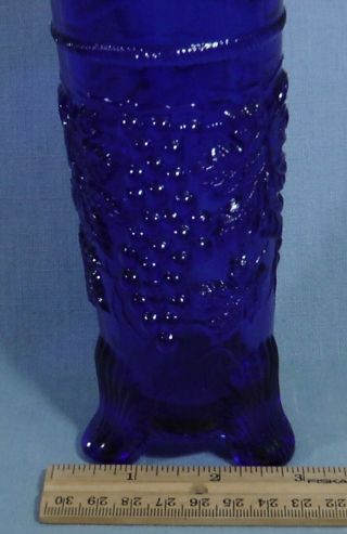 Vtg Mosser Northwood Cobalt Blue Grape Cable Pattern Hatpin Holder Vase Eapg Euc