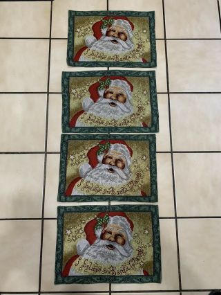 Vintage Santa Clause Christmas Table Place Mats Set Of 4.