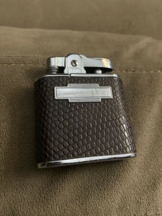Vintage Ronson Standard Cigarette Lighter Brown Leather Wrapped