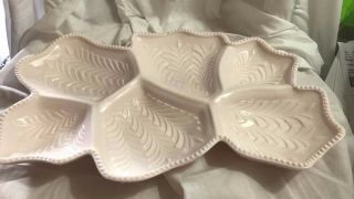 Wonderful Vintage Jeannette Shell Pink Milk Glass 16 1/2 " 6 - Section Relish Tray