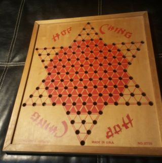Vintage Hop Ching Wood Chinese Checker Board 2739 J Pressman & Co 18.  5 " X 16.  5 "