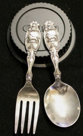 1894 Gorham Co.  Sterling Silver Baby Spoon And Fork Zodiac July Leo No Monogram