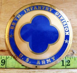 Vintage Us Army Brass Plaque License Plate Topper - 88th Infantry Division