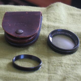 Vintage 42mm Zeiss Distarlinse 2 / Iv Closeup Push On Lens In Leather Case