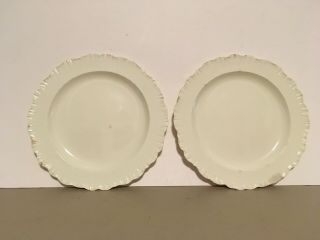 Pair Antique Wedgwood Lowercase Logo White Creamware Reticulated Dinner Plates