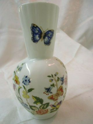 Vintage England Aynsley Bone China Vase Cottage Garden Flowers Butterfly