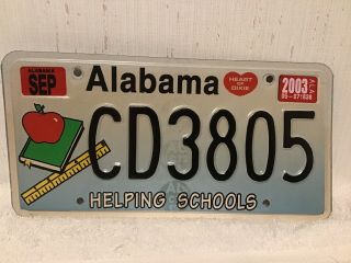 Heart Of Dixie Alabama License Plate Helping Schools