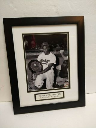 Jackie Robinson Hall Of Fame Brooklyn Dodgers Framed Photo Accepting Award 14x16