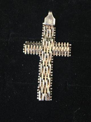 Vintage Sterling Silver Ibb Crucifix Pendant Chain Link Mesh Flexible Cross 925
