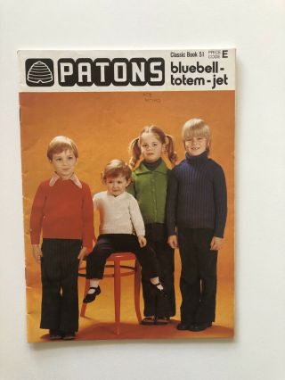 Patons Classic Book 51 Kids Childrens Sweaters Cardigans Vintage Patterns 1970s