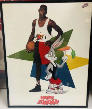 Vintage Michael Jordan 1992 Nike " Hare Jordan " Poster W/bugs Bunny